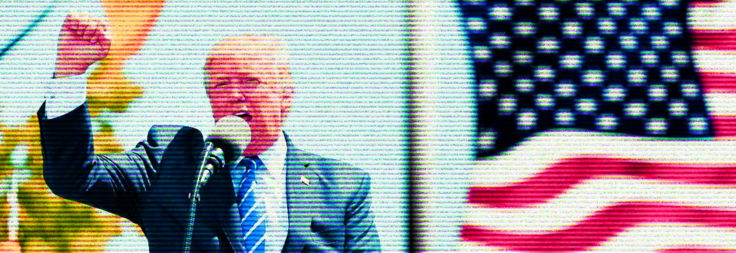 Donald Trump delivering his inauguration speech, raising his fist in a gesture of determination