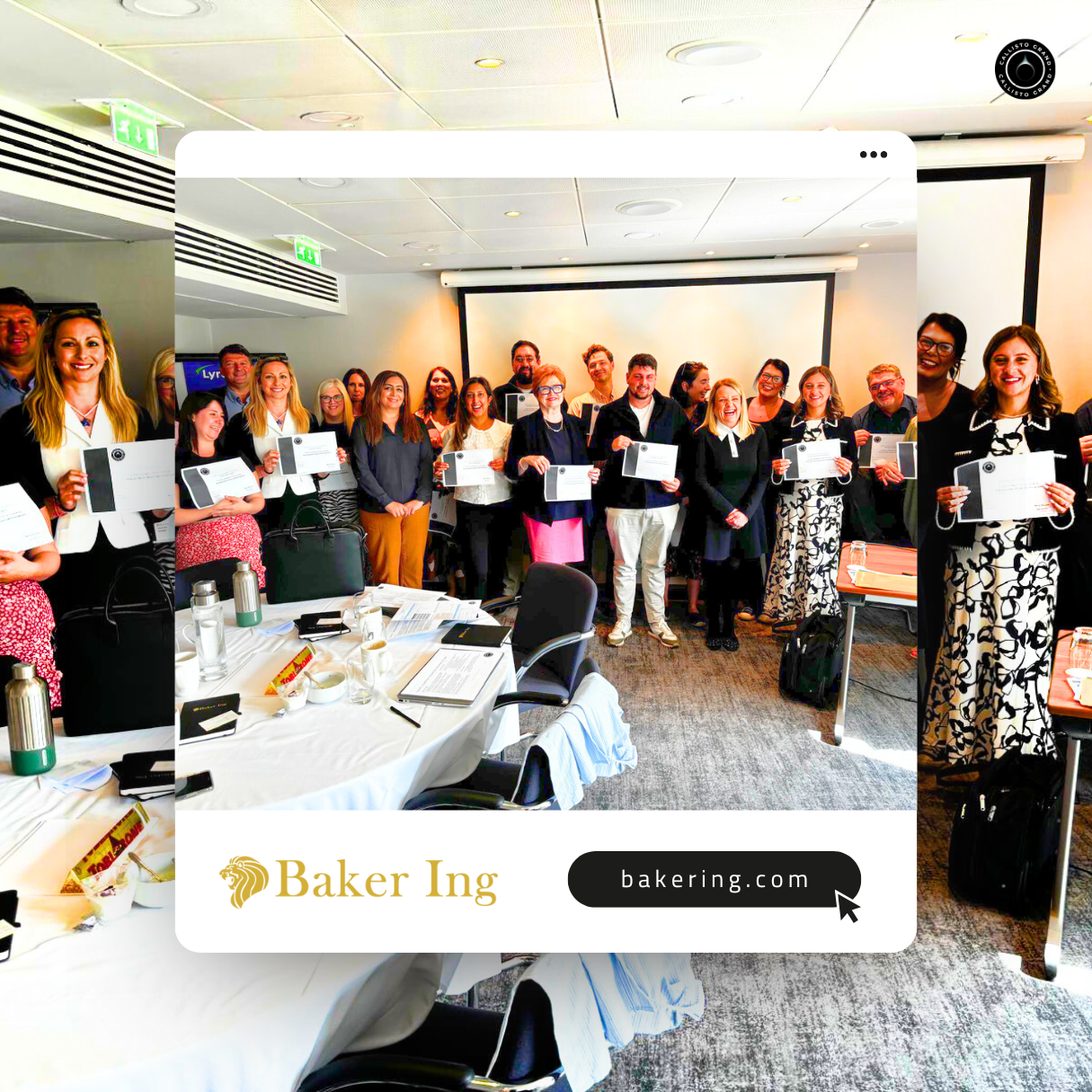 Participants receive certificates after a Baker Ing credit risk decision-making workshop