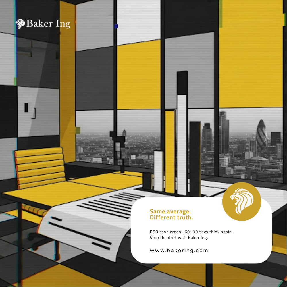 Office desk with charts and papers on receivables portfolios