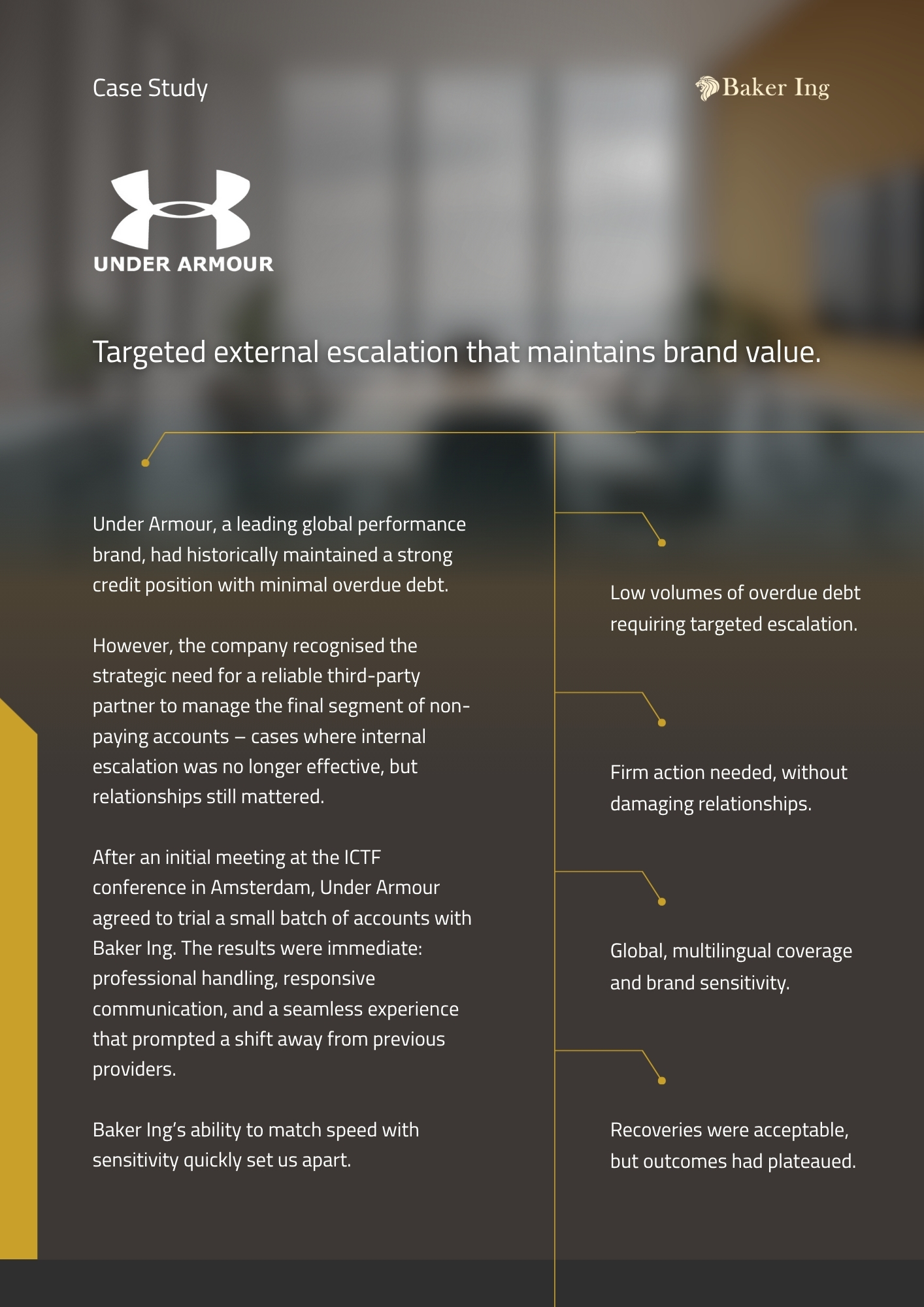 Under Armour case study on resolving late-stage accounts while maintaining customer relationships